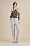 NYX Cold Shoulder Top (Olive Dots)