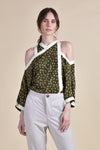 NYX Cold Shoulder Top (Olive Dots)