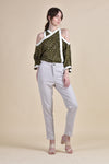 NYX Cold Shoulder Top (Olive Dots)