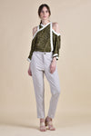 NYX Cold Shoulder Top (Olive Dots)