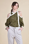 NYX Cold Shoulder Top (Olive Dots)