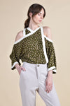 NYX Cold Shoulder Top (Olive Dots)