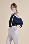 NYX Cold Shoulder Top (Navy and White)