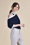 NYX Cold Shoulder Top (Navy and White)