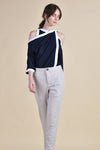 NYX Cold Shoulder Top (Navy and White)