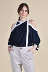 NYX Cold Shoulder Top (Navy and White)