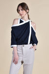 NYX Cold Shoulder Top (Navy and White)