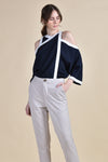 NYX Cold Shoulder Top (Navy and White)