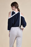 NYX Cold Shoulder Top (Navy and White)