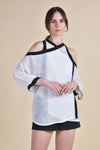 NYX Cold Shoulder Top (White with Black Trim)