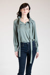 OCCITANIE Drawstring Collar Top (Sage)