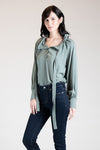 OCCITANIE Drawstring Collar Top (Sage)