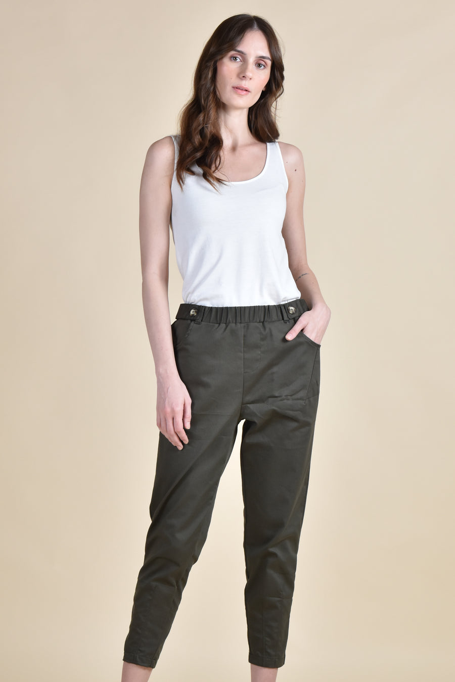 PRUE Dart Detail Pants (Army Green)