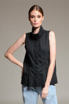 SHIREEN Sleeveless High Collar Top (Black)