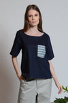 ROTHCHILD Top with Pocket (NAVY)