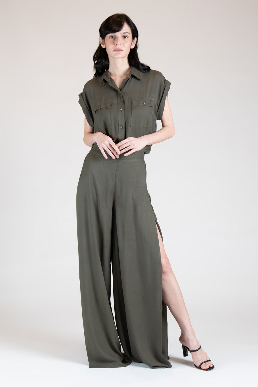 ZETTE Slit Pants (ARMY GREEN)