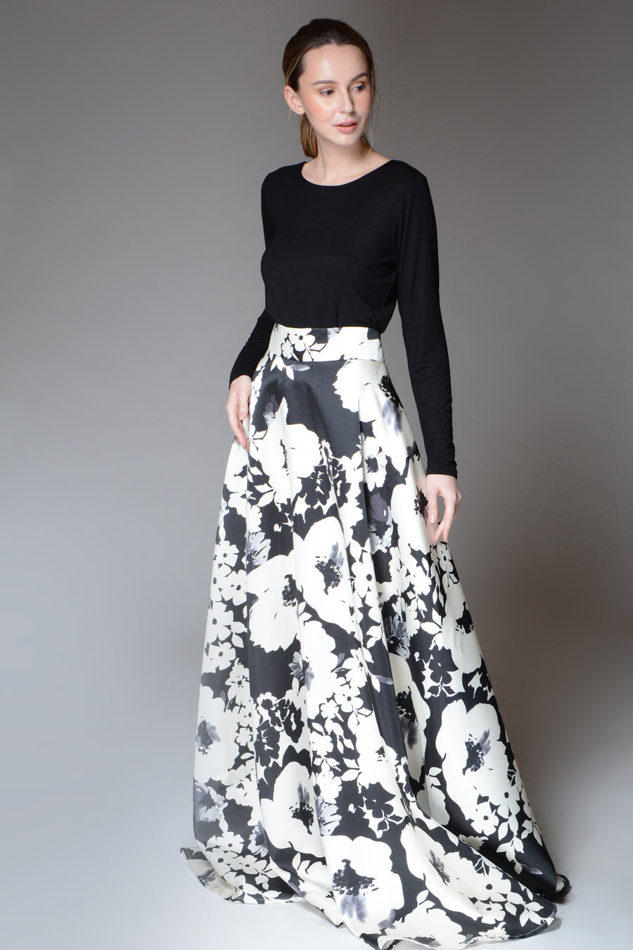 BENNET Painterly Floral Ball Skirt (Black)