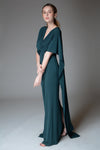 DAUPHINE Draped Gown with Cape (Green)
