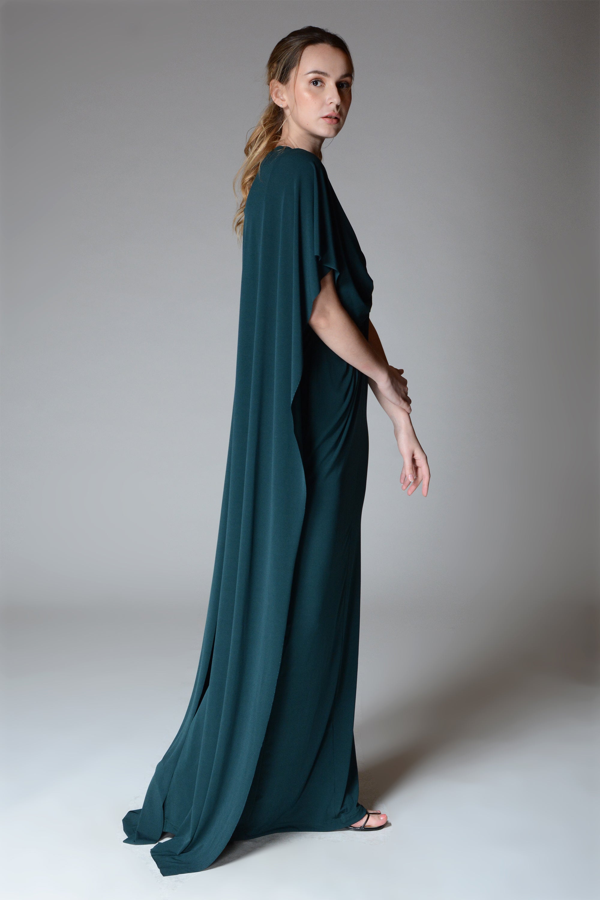 DAUPHINE Draped Gown with Cape (Green) - HEMLOCK CLOTHING DAUPHINE Draped Gown with Cape (Green) - HEMLOCK CLOTHING