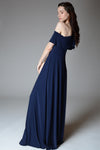 GISELA Draped Shoulder Gown (Navy)