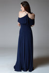 GISELA Draped Shoulder Gown (Navy)