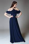 GISELA Draped Shoulder Gown (Navy)