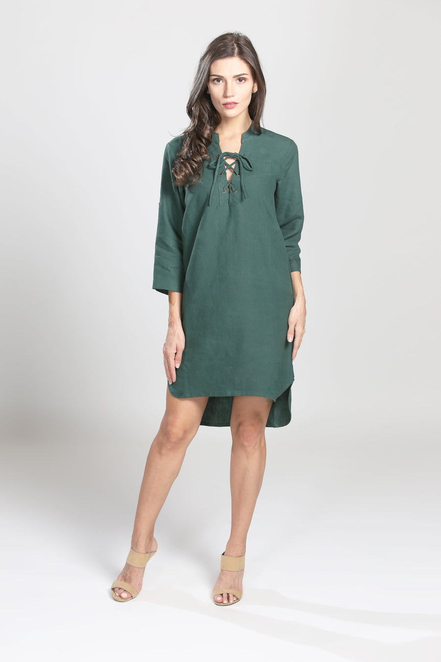 IVY Grommet Linen Shirtdress