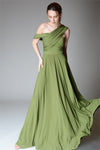 MARGOT Draped Strap Gown (Chartreuse)