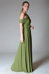 MARGOT Draped Strap Gown (Chartreuse)