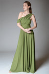 MARGOT Draped Strap Gown (Chartreuse)