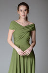 MARGOT Draped Strap Gown (Chartreuse)