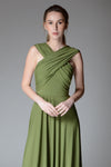 MARGOT Draped Strap Gown (Chartreuse)