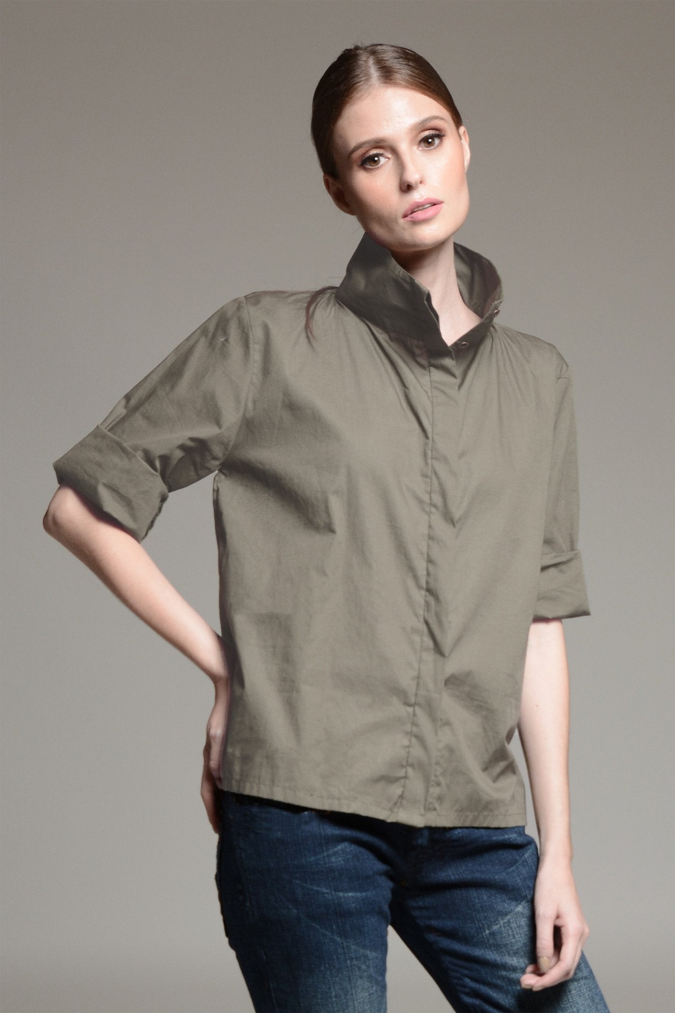 OLENNA High Collar Top