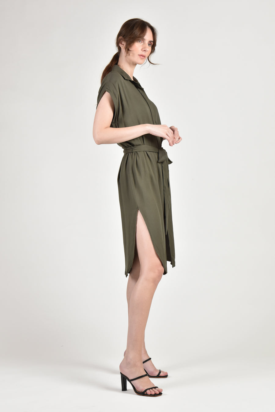 SADIE Button Down Dress (Army Green)