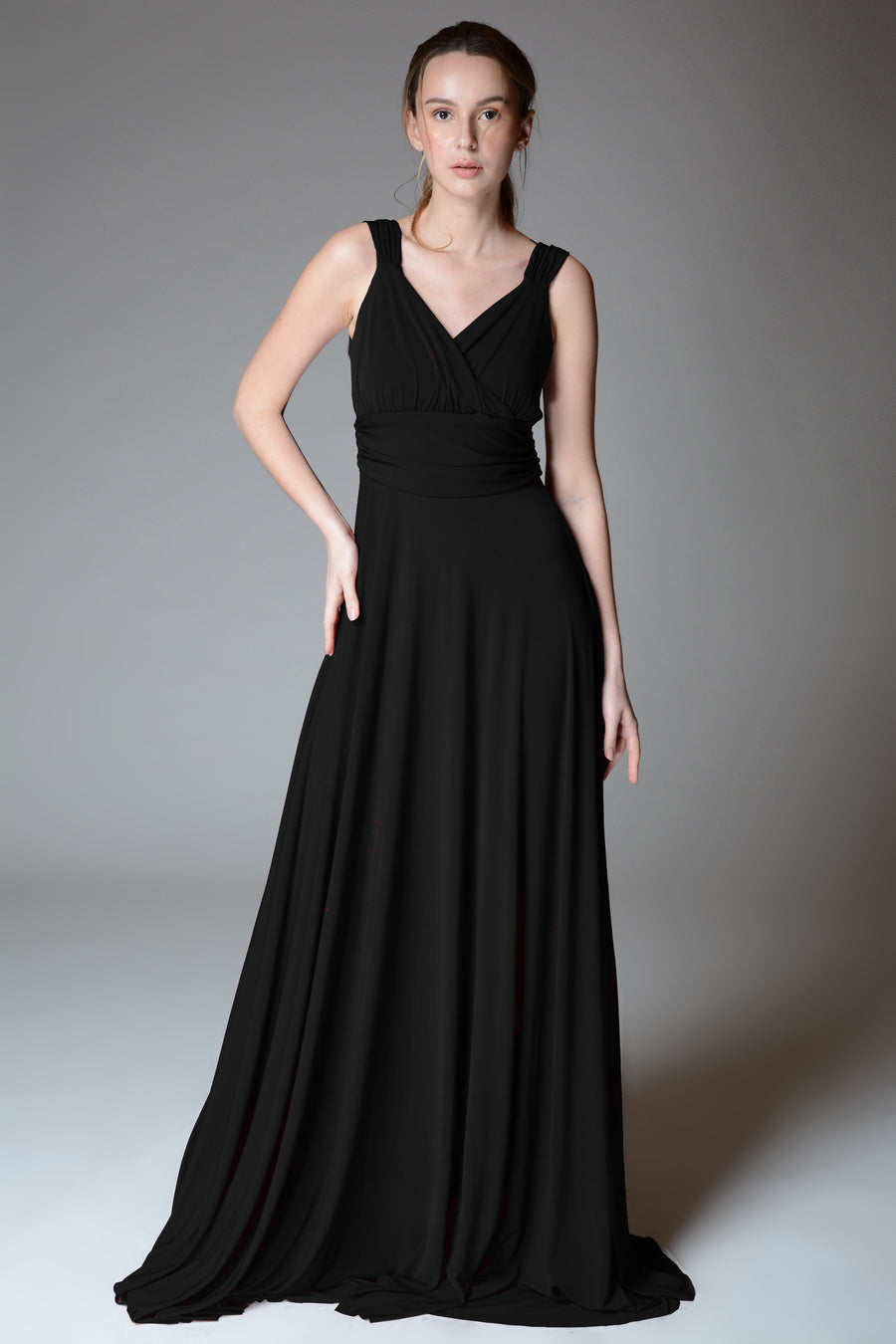 SABINE Ruched Waist Gown (Black)