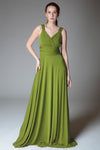 SABINE Ruched Waist Gown (Chartreuse)