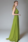 SABINE Ruched Waist Gown (Chartreuse)