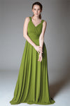 SABINE Ruched Waist Gown (Chartreuse)