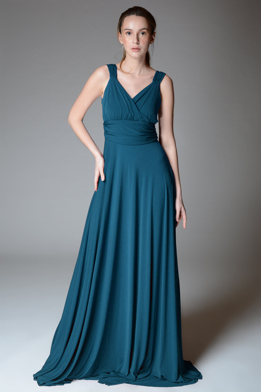SABINE Ruched Waist Gown (Teal)