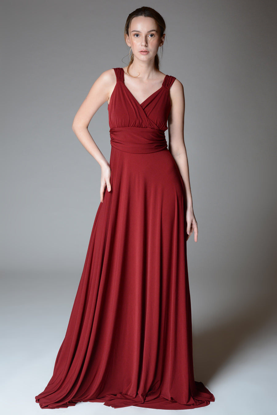 SABINE Ruched Waist Gown (Wine)