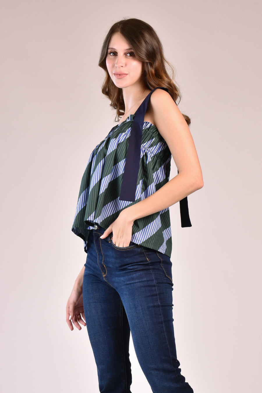 TARANEE Boxy Top with Straps (Stripes)