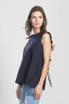 TEAROSE Ruffle Back Top (Navy)