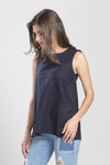TEAROSE Ruffle Back Top (Navy)
